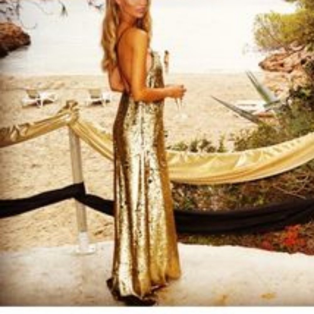Finders Keepers Dream On gold sequin maxi dress